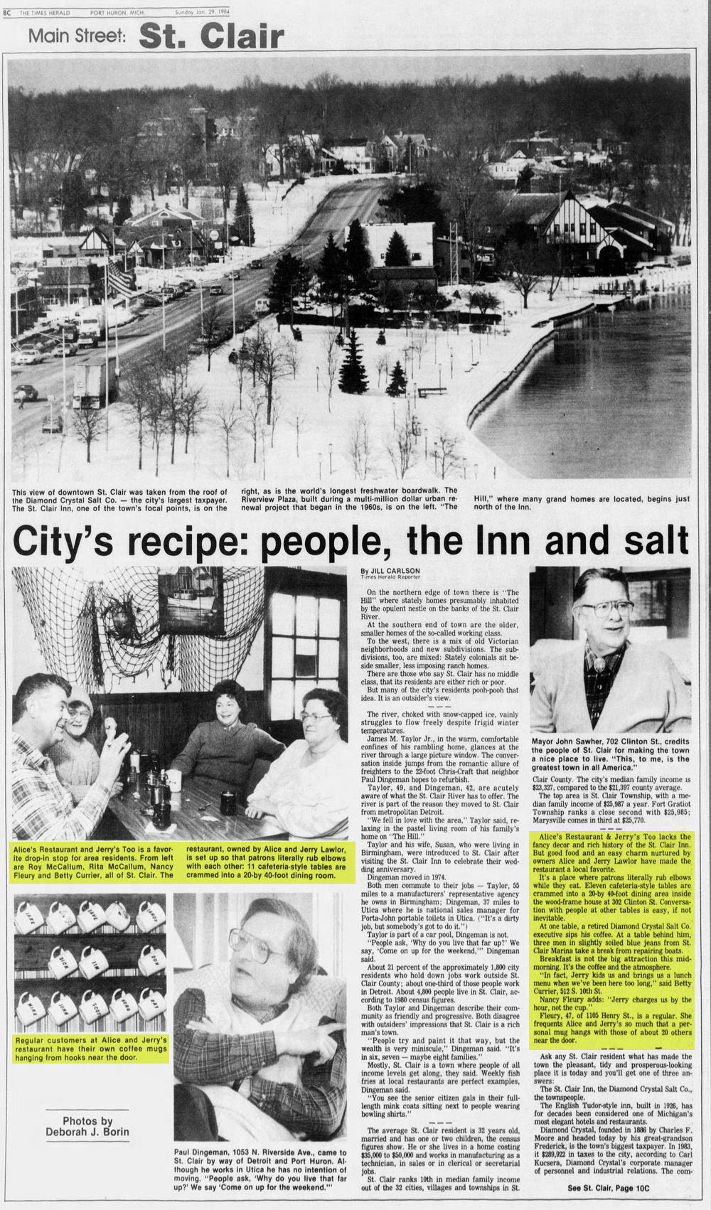 Alices Restaurant - Jan 29 1984 Article